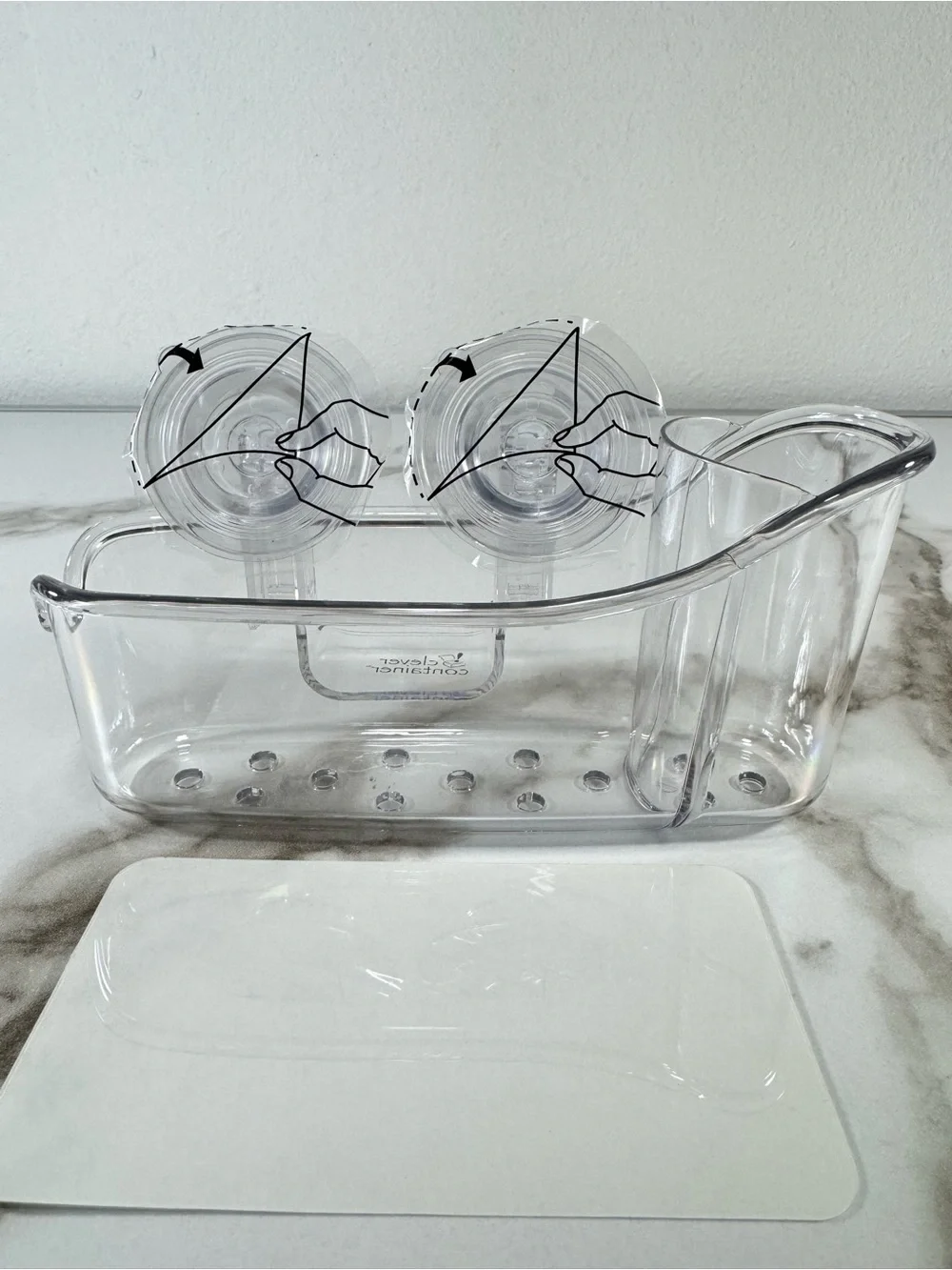 2Pcs Acrylic Clear Sink Bathroom Shower Caddy Soap Sponge Brush Holder Organizer